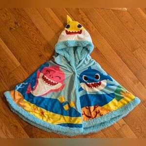 Colorful Baby Shark Hooded Blanket With Mommy And Daddy Shark